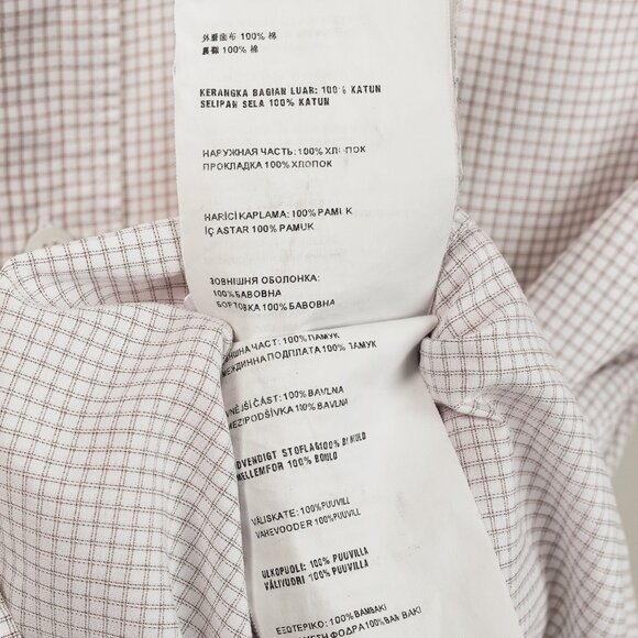 Prada 2015 Small Check White & Taupe Cotton Button-Up Oxford - Picture 12 of 14